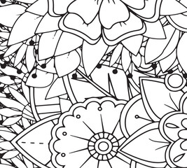 Simple flower coloring pages for adults and kids 