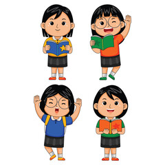 kids girl back to school vector illustration