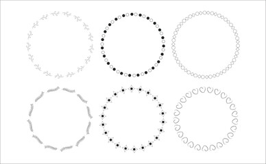 Hand Drawn Doodle Circular Frames and Wreaths Set
