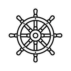 Obraz premium Outline illustration of a ships steering wheel