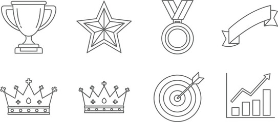 Fototapeta premium Awards and achievements icons in thin line style