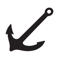 Deep black silhouette of an anchor, minimal vector illustration