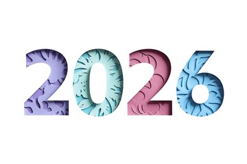2026 layered paper cut numbers with floral patterns