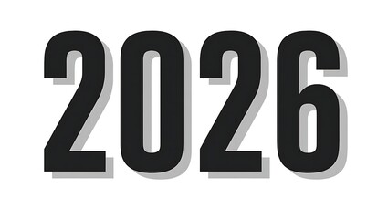 Black 2026 numbers with shadow on white background