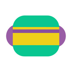 Abstract colorful rounded rectangle with stripes isolated on white background