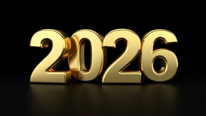Golden 2026 numbers on black background year new year
