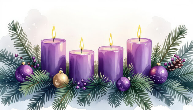 Holiday candles over white