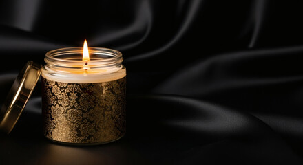 candle on black background