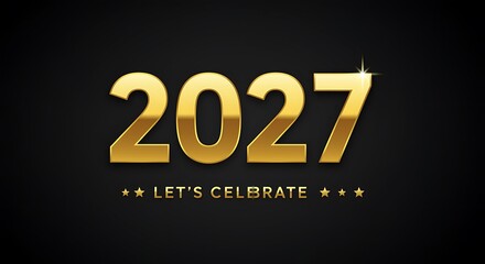 Shining Golden 2027 New Year Celebration on a Luxurious Background