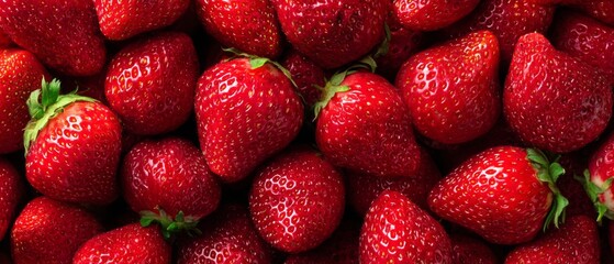 Fresh ripe strawberries with vibrant red texture