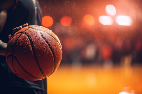 Basketball player sports competition illuminated.