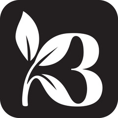 Elegant letter b logo with leaves in a rounded square frame