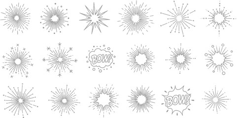Obraz premium Starburst Rays Collection with Transparent Background, Sunburst Explosion Sparkle Design