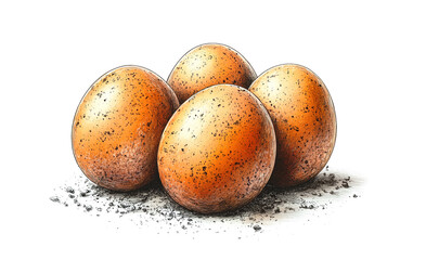 Nest with eggs, sketch. Vintage retro print, hand-drawn illustration nest, eggs, engraving, detailed drawing, eggs nest. Black ink, simple lines, sketch style, line art, graphic design. Illustration