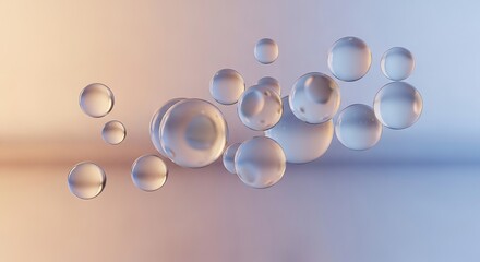 Abstract arrangement of translucent spheres on a gradient background