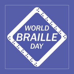 World Braille Day Square Banner with Braille Dots Diamond Frame, Accessibility and Inclusion Communication