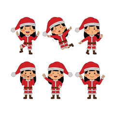 kids christmas character poses vector illustration