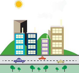 background cartoon design and building