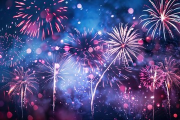 Fototapeta premium Fireworks backgrounds night illuminated.