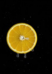 Highly acidic citrus slices dripping with clear water, emphasizing refreshing wetness and extreme, tart flavor ,diet ,sour ,macro