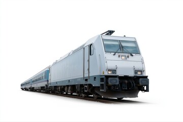 Obraz premium Modern high-speed train with sleek design on white background