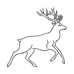 Obraz premium Elegant deer in motion showcasing gracefulness and strength.Vector Black and white line art