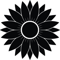 Sunflower Vector Silhouette Design Simple Blossom Floral Graphic Element Icon Isolated Black Flower Head Sign Summer Plant Garden Glyph Template