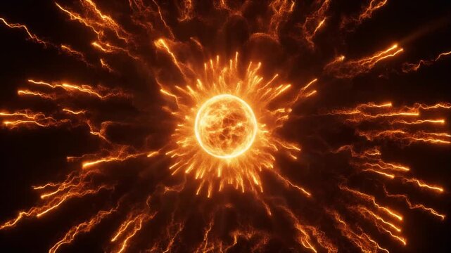 low-motion video of an energy sphere imploding before erupting into shockwaves of fier