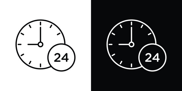Time twenty four icon outline and linear vector. outline icon and illustration