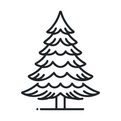 Fototapeta premium Simple Christmas tree design for holiday decoration and cards.Vector outline icon