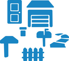 Collection of web icons set.Collection of web icons featuring various house designs and related symbols for digital use.. Flat vector graphic symbols for baby, playtime, and kindergarten.