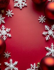 Marco con una tem&aacute;tica marcadamente navide&ntilde;a y festiva, Un rojo vibrante y profundo que ocupa el centro de la composici&oacute;n, sirviendo como un espacio vac&iacute;o ideal para texto o contenido.