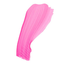 Pink paint brush and roller with abstract pink paint isolated on white