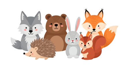 Obraz premium Adorable woodland animal cartoon illustration perfect for children's designs and educational