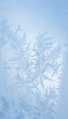 Frozen Ice Crystals on Glass – Winter Frost Texture in Soft Blue Tones
