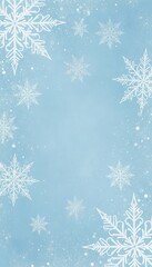 Winter snowflake background in soft icy blue
