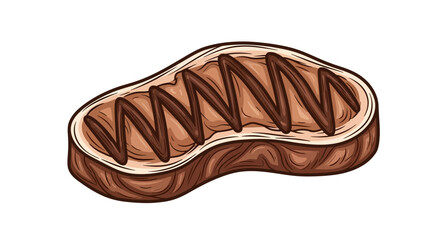 Illustration of a grilled steak, showing grill marks on the surface, isolated on white.