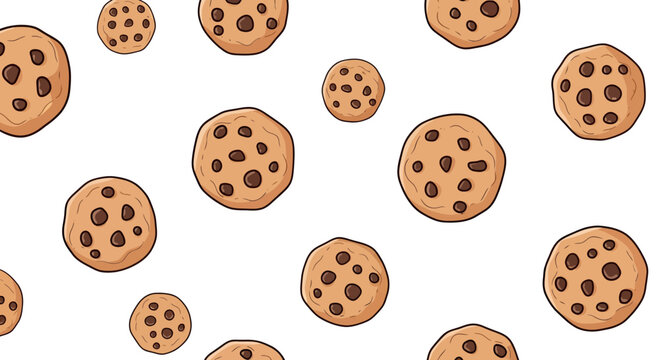 Delightful Chocolate Chip Cookie Pattern for Backgrounds and Sweet-Themed Designs