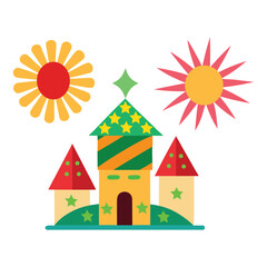 the house and sun vector illustration