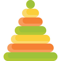 Brightly Colored Stacking Ring Toy With Green Yellow And Orange Rings On A White Background Ideal For Early Childhood Development And Play