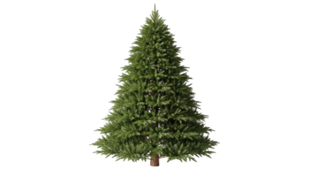 Isolated Christmas tree image on a plain backdrop perfect for holiday season designs & concepts