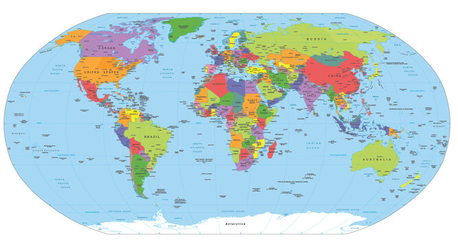 world map with all state and countries names