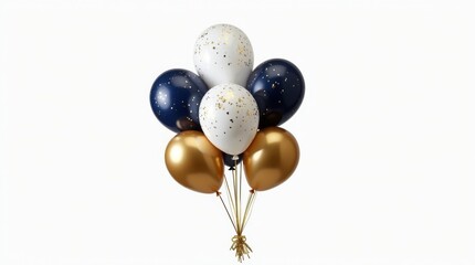 Elegant bunch of white navy and gold balloons with sparkle design