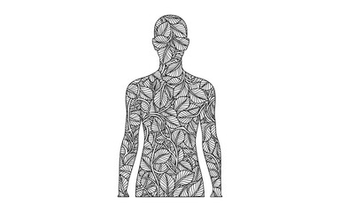 Obraz premium Intricate leaf pattern in human silhouette for nature and art concepts
