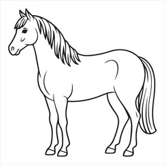 horse vector illustration coloring page line art