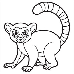 lemur illustration vector coloring page