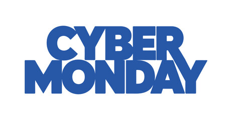 Cyber Monday bold text banner with modern sans-serif font on clean background, minimalist ecommerce design for online sale promotions