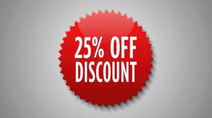 Red 25 percent off discount badge with jagged edges