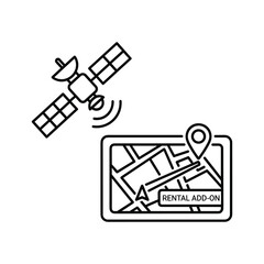 Satellite and gps navigation map with rental addon marker