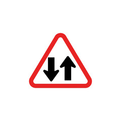 Road sign indicating twoway traffic